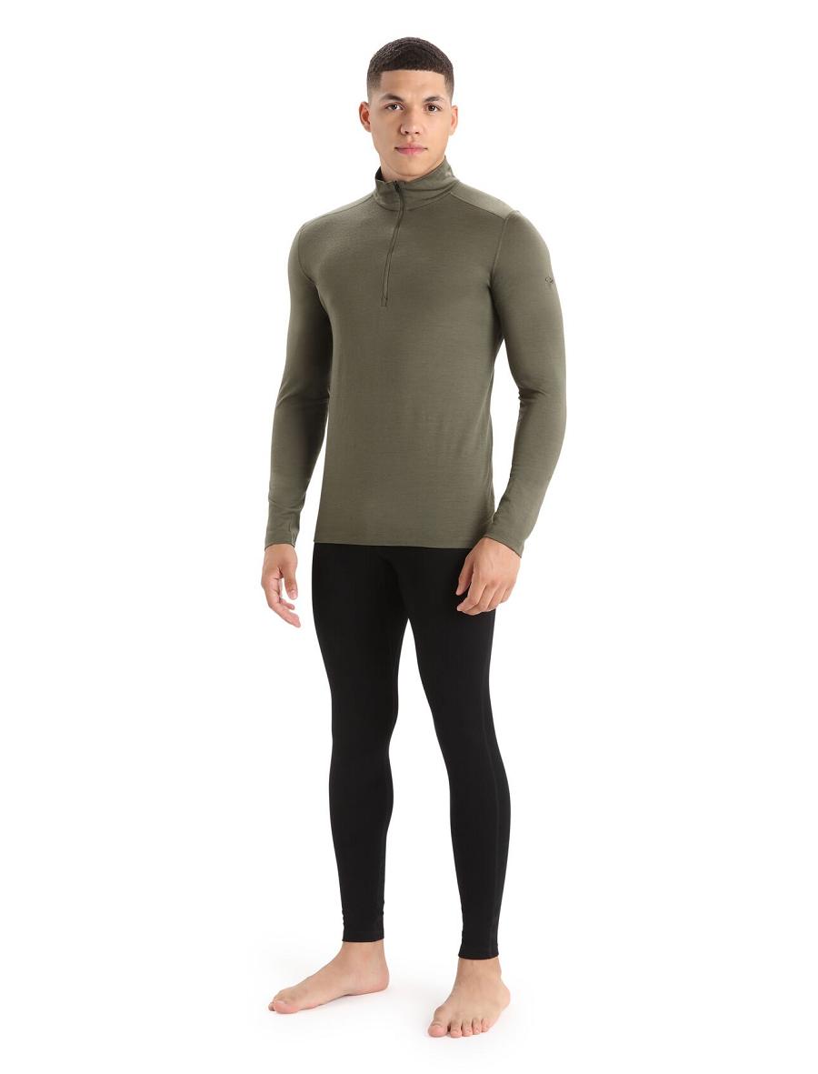 Icebreaker Merino 200 Oasis Long Sleeve Half Zip Thermal Top Férfi Base Layers Olivazöld | HU 1358PJJQ